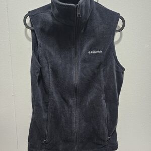 Columbia Womens Black Sleeveless Full Zip Collared Pockets Vest Jacket Small